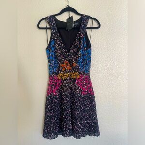 NWOT Saloni Amy Mini Dress - Black Multi Floral